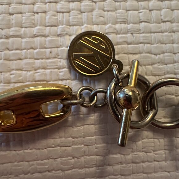 1990s Signed Anne Klen Gold Tone Mariner Link Necklace - Picture 5 of 6